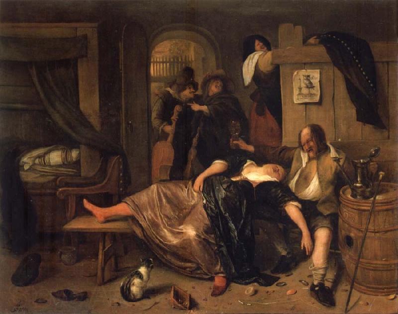 Jan Steen The Drunken couple. Spain oil painting art